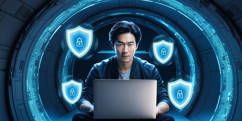 Ilustración de un hacker intentando entrar en un sistema informático doméstico a través de Wi-Fi.